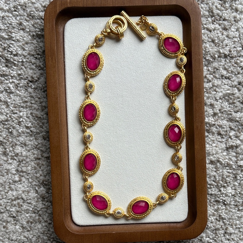 Julie Vos Elegant Gold and Pink Gemstone Necklace